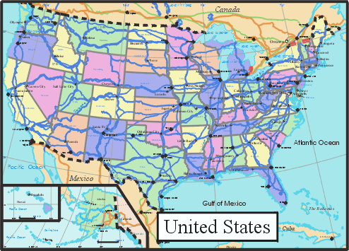 Map of United States of America